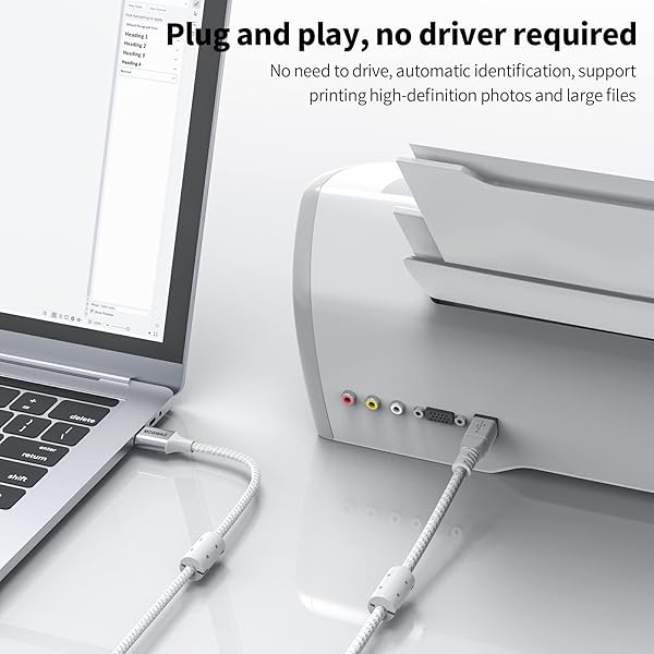 MOSWAG MOSWAG 16.4FT USB Printer Cable High Speed Type A to B Compatible with HP Canon Epson Dell Lexmark Brother Xerox Samsung and More - View 3 of 6