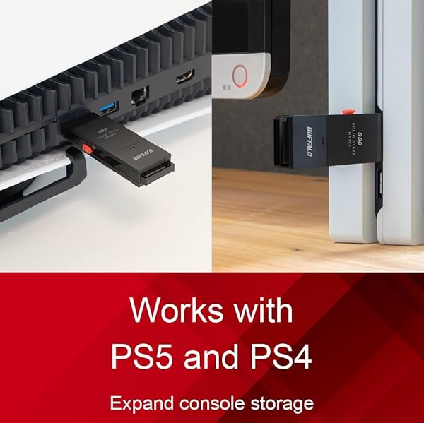 BUFFALO BUFFALO 500GB External SSD - 600MB/s USB-C & USB-A - Fast Storage for PS4/PS5, Windows & Mac - View 4 of 8