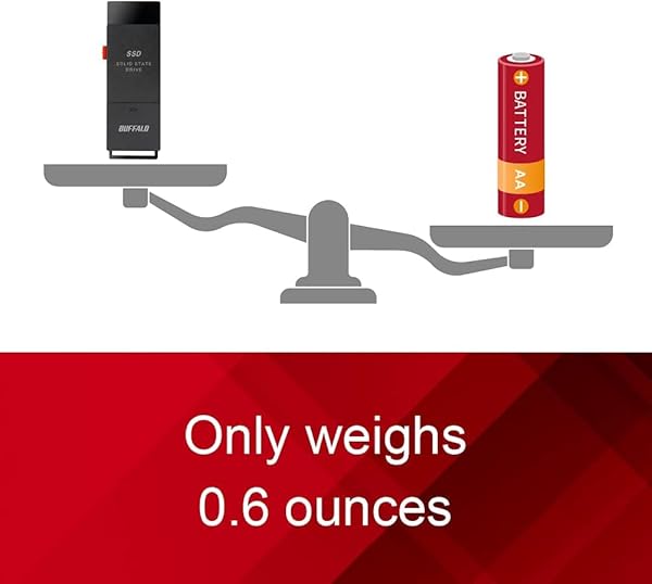 BUFFALO BUFFALO 500GB External SSD - 600MB/s USB-C & USB-A - Fast Storage for PS4/PS5, Windows & Mac - View 7 of 8
