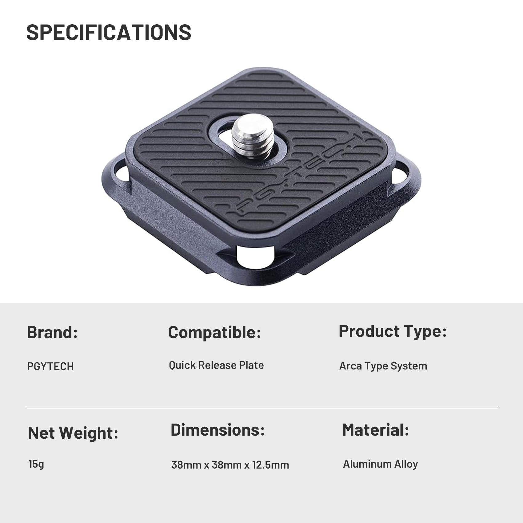 PGYTECH Arca Type Quick Release Camera Plate for Tripod Monopod Slider Arca Swiss Compatible Parts Replacement - View 8 of 8