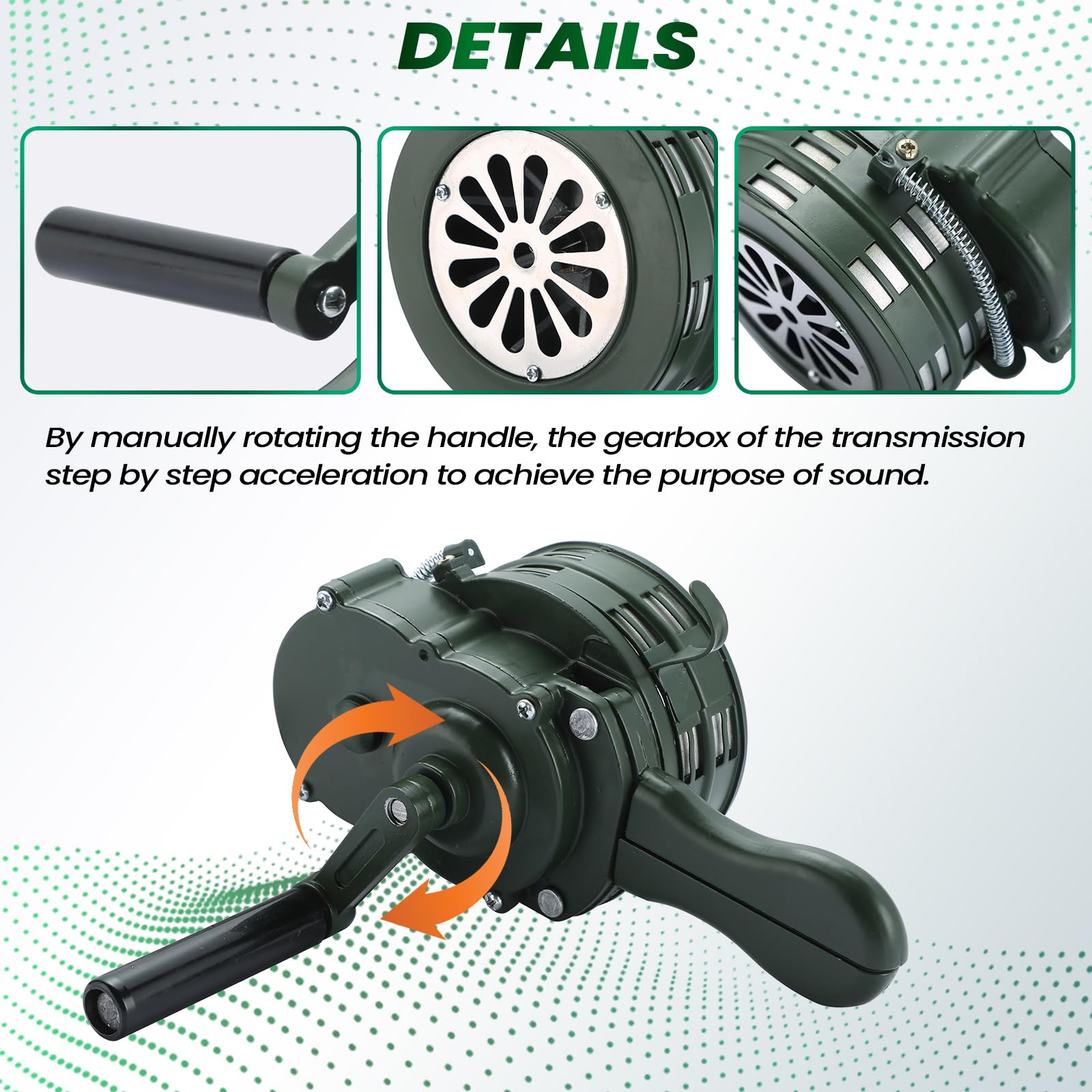 MAOPINER MAOPINER Handheld Air Raid Siren, 110db Hand Loud Crank Operated Air Raid Siren Home Self Protection Security Alarm Siren Aluminum Alloy Crank, Hand - View 4 of 6