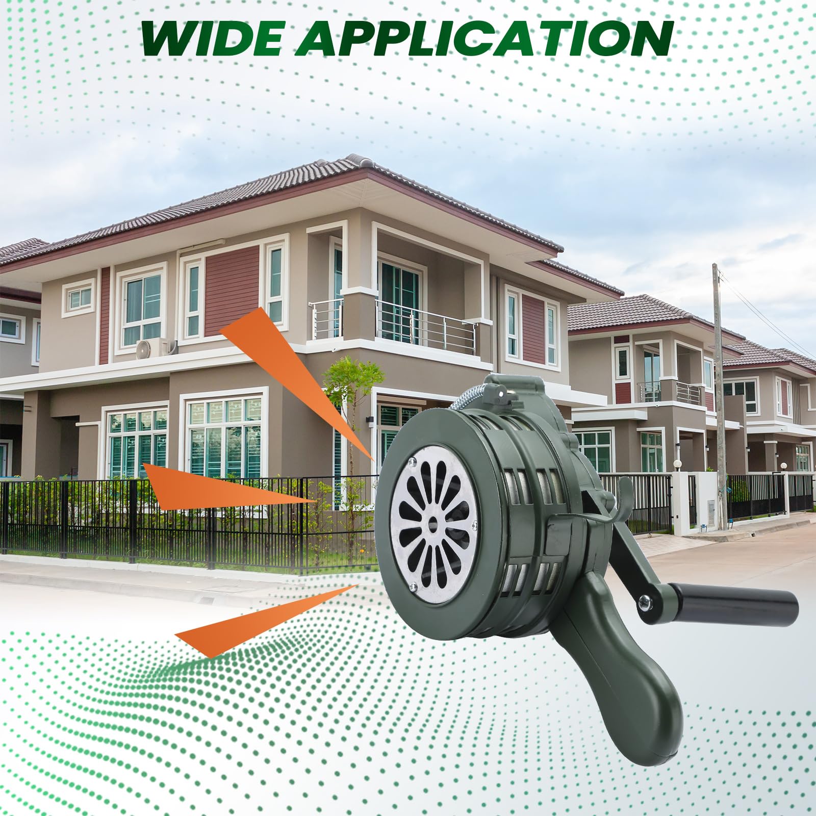 MAOPINER MAOPINER Handheld Air Raid Siren, 110db Hand Loud Crank Operated Air Raid Siren Home Self Protection Security Alarm Siren Aluminum Alloy Crank, Hand - View 6 of 6