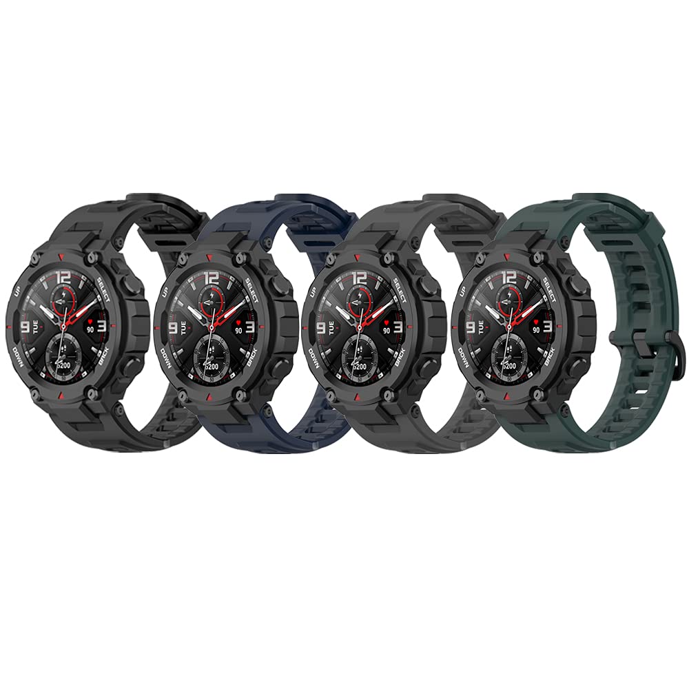 QGHXO QGHXO Silicone Replacement Band for Amazfit T-Rex and T-Rex Pro Smartwatch Black 126mm - View 2 of 7