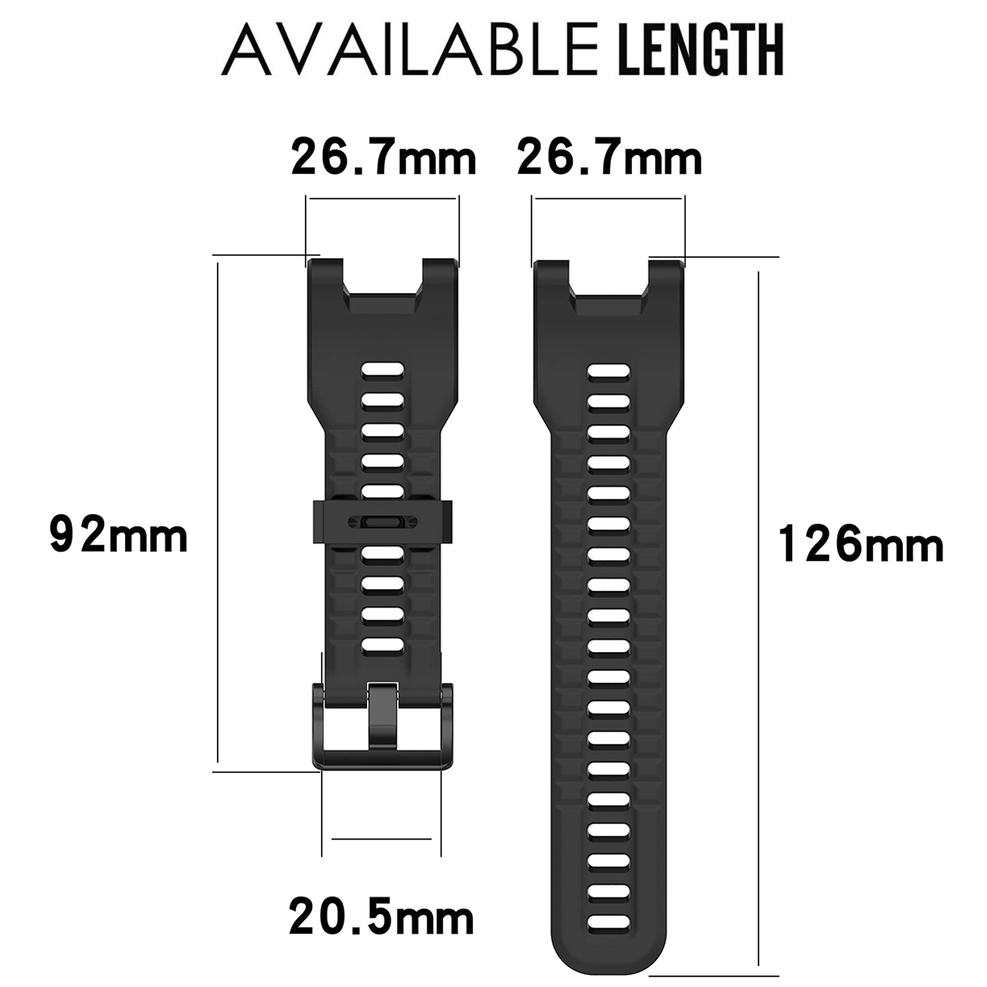 QGHXO QGHXO Silicone Replacement Band for Amazfit T-Rex and T-Rex Pro Smartwatch Black 126mm - View 6 of 7