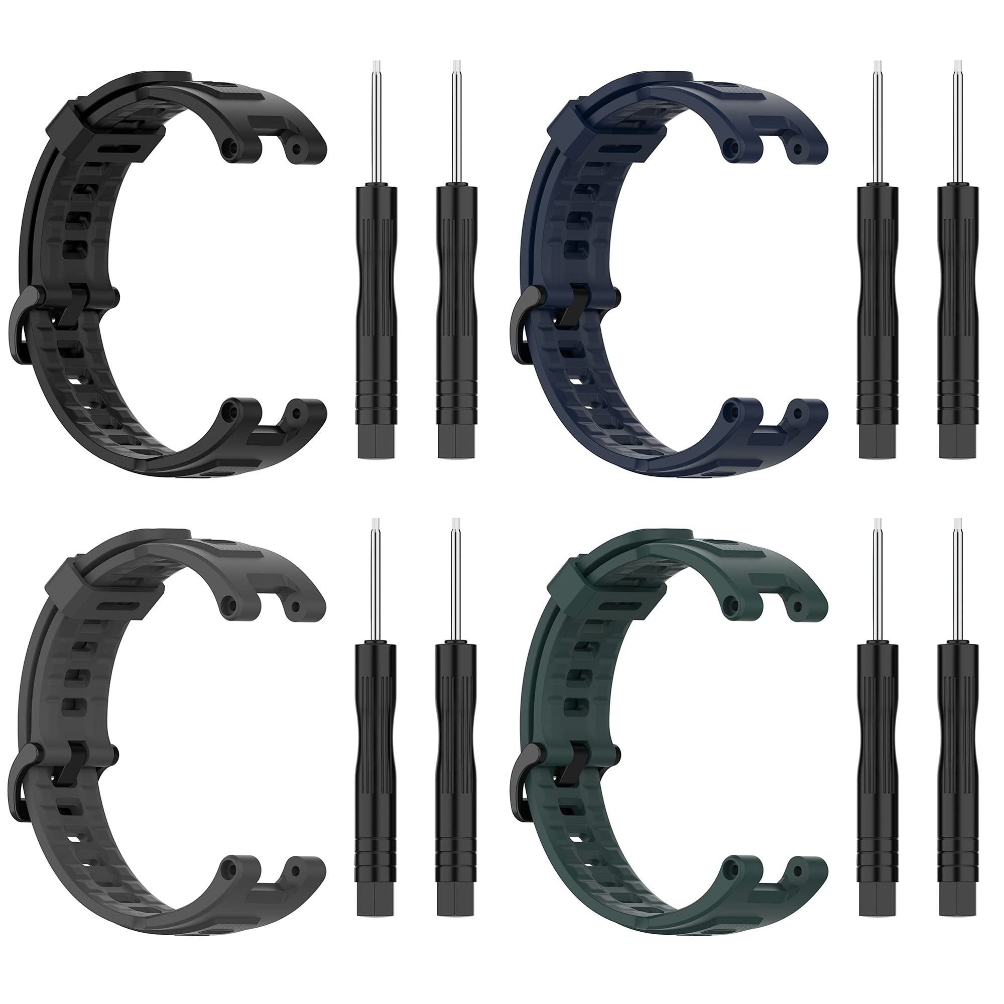 QGHXO QGHXO Silicone Replacement Band for Amazfit T-Rex and T-Rex Pro Smartwatch Black 126mm - View 7 of 7