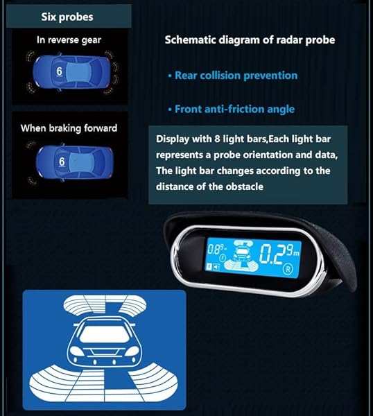 MACHSWON Dual Core Parking Sensors with LCD Display for Rear and Front View Reverse Backup Radar System - View 7 of 9