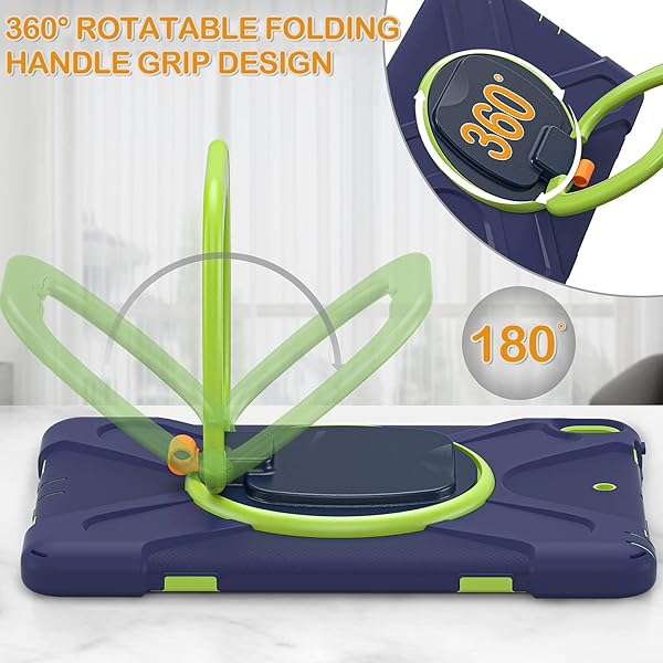 BRAECN BRAECN iPad Air 3 Case 10.5 Inch 2019 Hybrid Shockproof Silicone with Pencil Holder Hand Grip Kickstand Shoulder Strap Navy Green - View 2 of 6