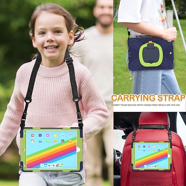 BRAECN BRAECN iPad Air 3 Case 10.5 Inch 2019 Hybrid Shockproof Silicone with Pencil Holder Hand Grip Kickstand Shoulder Strap Navy Green - View 5 of 6