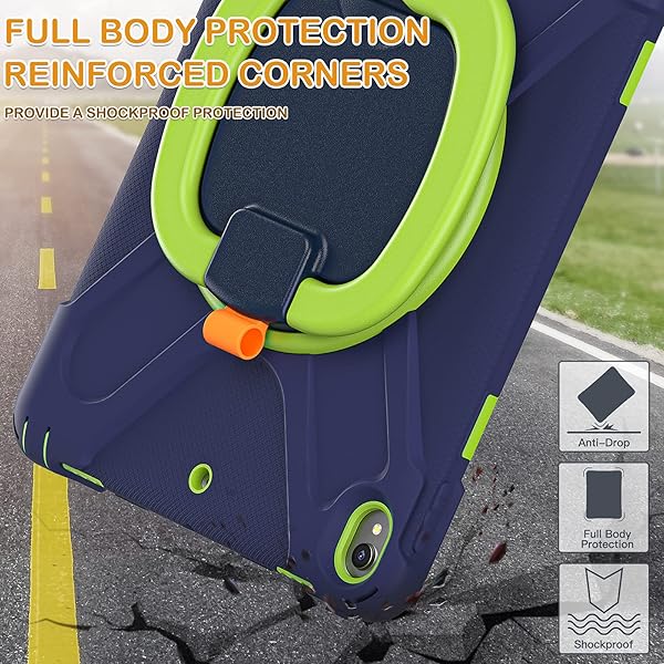 BRAECN BRAECN iPad Air 3 Case 10.5 Inch 2019 Hybrid Shockproof Silicone with Pencil Holder Hand Grip Kickstand Shoulder Strap Navy Green - View 6 of 6