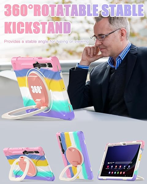 BRAECN BRAECN Rugged Silicone Case for 12.4 Inch Samsung Tablet S9 FE Plus S9 Plus S8 Plus S7 FE S7 Plus with S Pen Holder and Kickstand Pink - View 3 of 6