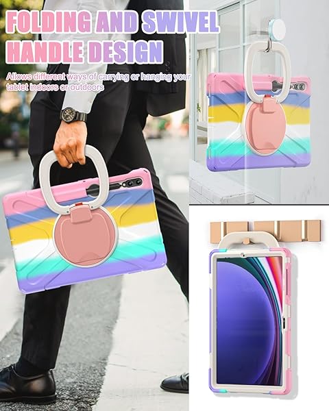 BRAECN BRAECN Rugged Silicone Case for 12.4 Inch Samsung Tablet S9 FE Plus S9 Plus S8 Plus S7 FE S7 Plus with S Pen Holder and Kickstand Pink - View 4 of 6