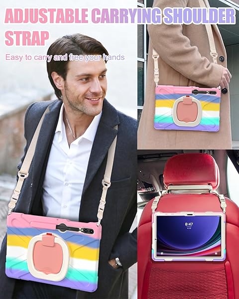 BRAECN BRAECN Rugged Silicone Case for 12.4 Inch Samsung Tablet S9 FE Plus S9 Plus S8 Plus S7 FE S7 Plus with S Pen Holder and Kickstand Pink - View 5 of 6