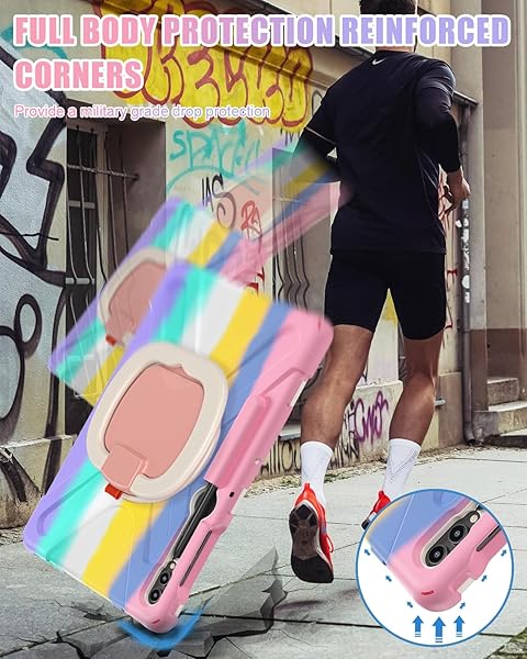 BRAECN BRAECN Rugged Silicone Case for 12.4 Inch Samsung Tablet S9 FE Plus S9 Plus S8 Plus S7 FE S7 Plus with S Pen Holder and Kickstand Pink - View 6 of 6