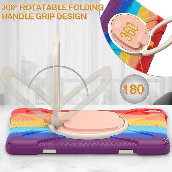 BRAECN BRAECN Kids Case for iPad Pro 10.5 and iPad Air 3 Heavy Duty Rugged Silicone with Pencil Holder Carrying Strap and Kickstand Colorful Red - View 2 of 6