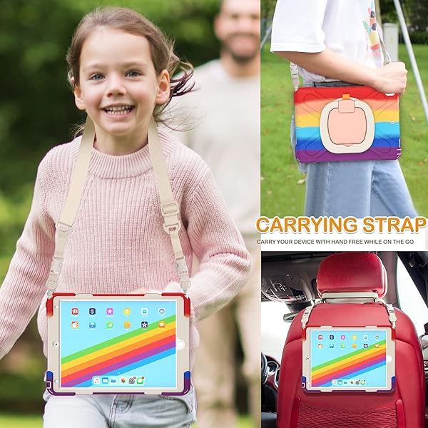 BRAECN BRAECN Kids Case for iPad Pro 10.5 and iPad Air 3 Heavy Duty Rugged Silicone with Pencil Holder Carrying Strap and Kickstand Colorful Red - View 5 of 6