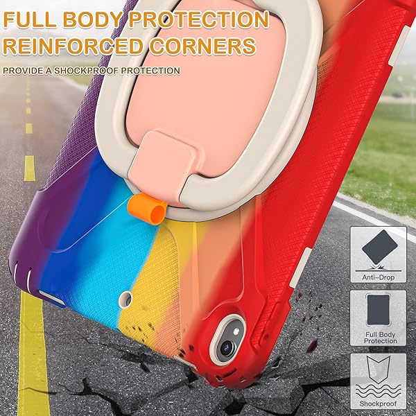 BRAECN BRAECN Kids Case for iPad Pro 10.5 and iPad Air 3 Heavy Duty Rugged Silicone with Pencil Holder Carrying Strap and Kickstand Colorful Red - View 6 of 6