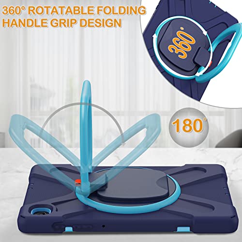 BRAECN BRAECN Galaxy Tab S6 Lite 10.4 Case Heavy Duty Silicone with Kickstand Shoulder Strap Handle Grip S Pen Holder Navy Blue - View 2 of 6