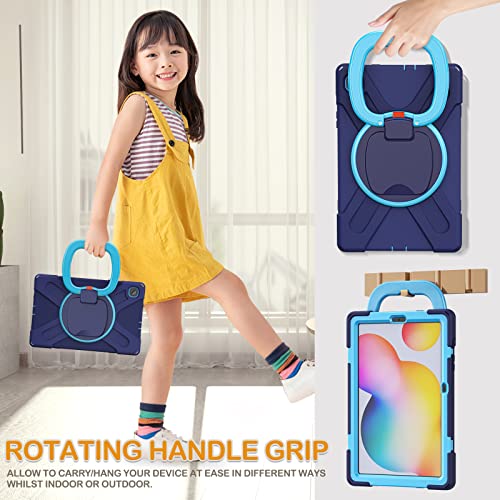 BRAECN BRAECN Galaxy Tab S6 Lite 10.4 Case Heavy Duty Silicone with Kickstand Shoulder Strap Handle Grip S Pen Holder Navy Blue - View 4 of 6