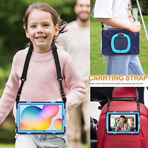 BRAECN BRAECN Galaxy Tab S6 Lite 10.4 Case Heavy Duty Silicone with Kickstand Shoulder Strap Handle Grip S Pen Holder Navy Blue - View 5 of 6