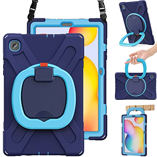 BRAECN BRAECN Galaxy Tab S6 Lite 10.4 Case Heavy Duty Silicone with Kickstand Shoulder Strap Handle Grip S Pen Holder Navy Blue