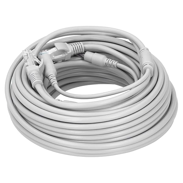 Sonew Ethernet Cable RJ45 2-in-1 Power Supply Cord for IP Camera NVR CCTV System 20M - View 8 of 9