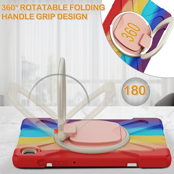 BRAECN BRAECN Samsung Galaxy Tab S6 Lite Case with S Pen Holder Durable Silicone Three Layer Design with Kickstand and Shoulder Strap Colorful Red - View 2 of 6