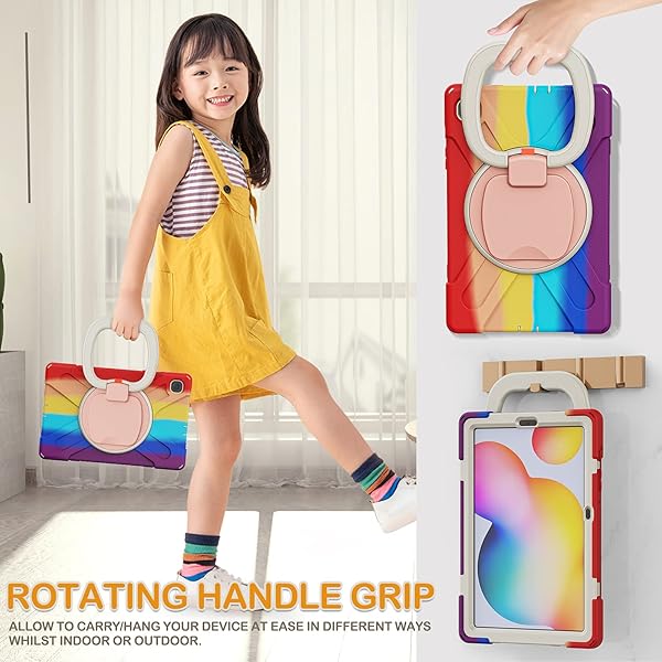 BRAECN BRAECN Samsung Galaxy Tab S6 Lite Case with S Pen Holder Durable Silicone Three Layer Design with Kickstand and Shoulder Strap Colorful Red - View 4 of 6