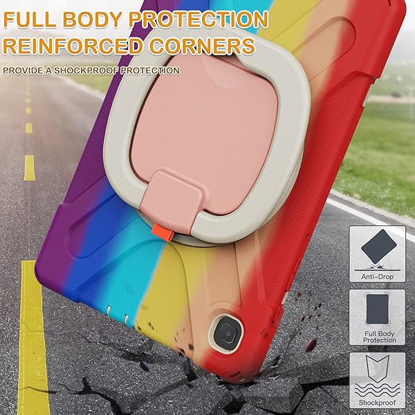 BRAECN BRAECN Samsung Galaxy Tab S6 Lite Case with S Pen Holder Durable Silicone Three Layer Design with Kickstand and Shoulder Strap Colorful Red - View 6 of 6