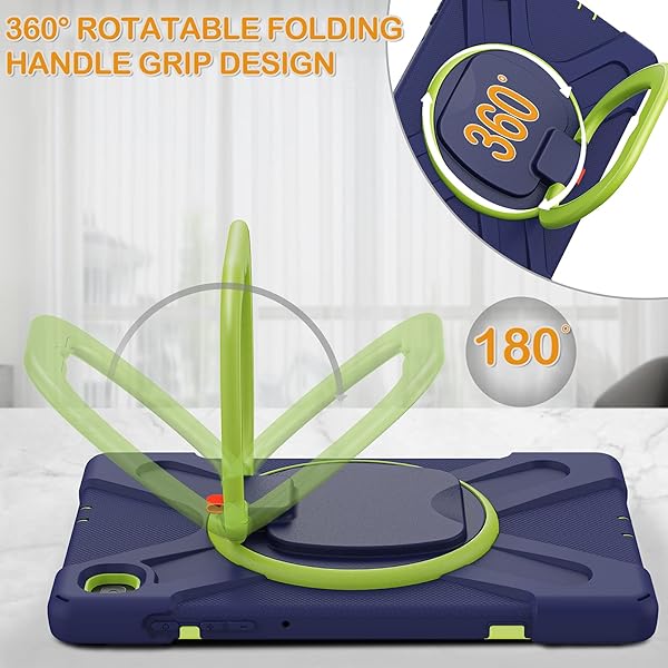 BRAECN BRAECN Heavy Duty Silicone Case for Samsung Galaxy Tab S6 Lite 2020 with Hand Grip Shoulder Strap Kickstand and S Pen Holder Navy Green - View 2 of 6