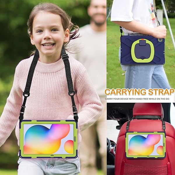 BRAECN BRAECN Heavy Duty Silicone Case for Samsung Galaxy Tab S6 Lite 2020 with Hand Grip Shoulder Strap Kickstand and S Pen Holder Navy Green - View 5 of 6