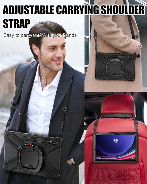 BRAECN BRAECN Galaxy Tab S9 Plus Case Heavy Duty Silicone with S Pen Holder Kickstand Handle Shoulder Strap for Samsung Tab S9 Plus 2023 Black - View 5 of 6