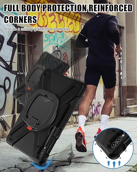 BRAECN BRAECN Galaxy Tab S9 Plus Case Heavy Duty Silicone with S Pen Holder Kickstand Handle Shoulder Strap for Samsung Tab S9 Plus 2023 Black - View 6 of 6