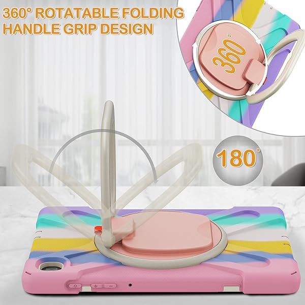 BRAECN BRAECN Heavy Duty Silicone Case for Galaxy Tab S6 Lite 10.4 with S Pen Holder Kickstand and Shoulder Strap Colorful Pink - View 2 of 6