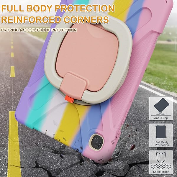 BRAECN BRAECN Heavy Duty Silicone Case for Galaxy Tab S6 Lite 10.4 with S Pen Holder Kickstand and Shoulder Strap Colorful Pink - View 6 of 6