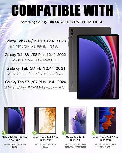 BRAECN BRAECN Rugged Case for Samsung Galaxy Tab S9 Plus S8 Plus S7 FE 12.4 with Shoulder Strap S Pen Holder Kickstand and Handle Grip Sakura Pink - View 2 of 7