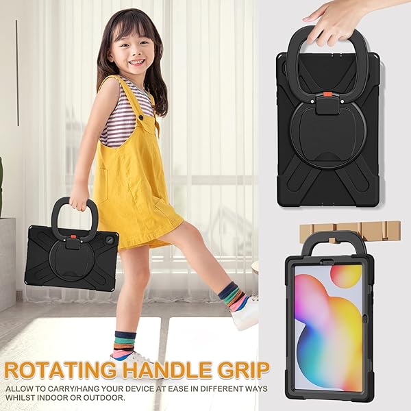 BRAECN BRAECN Galaxy Tab S6 Lite Case 2020 Heavy Duty Silicone with Grip Strap Kickstand S Pen Holder for Samsung Tab S6 Lite 10.4 Inch Black - View 4 of 6