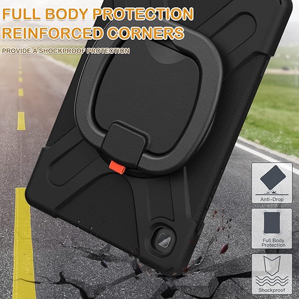 BRAECN BRAECN Galaxy Tab S6 Lite Case 2020 Heavy Duty Silicone with Grip Strap Kickstand S Pen Holder for Samsung Tab S6 Lite 10.4 Inch Black - View 6 of 6