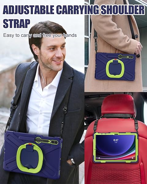 BRAECN BRAECN Silicone Cover Case for Samsung Galaxy Tab S7 S7+ FE 12.4 Inch Navy Green Rugged Design with S Pen Holder Grip Kickstand Shoulder Strap - View 5 of 7