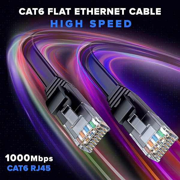 Maximm Cat6 Ethernet Cable 100ft 2-Pack - Flat High-Speed Network Cables for Gaming, Streaming, PC, PS5, Xbox - Durable & Space-Saving - View 7 of 7