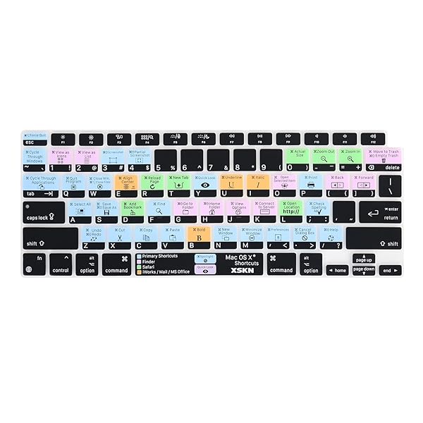 XSKN XSKN Silicone Keyboard Cover for 2020 MacBook Air 13.3 inch with Touch ID A2179 A2337 M1 Chip Shortcuts Function and Language Series