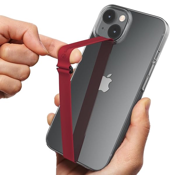 Sinjimoru C-Shaped Clip Finger Phone Grip - Silicone Loop Holder for iPhone & Samsung - Wine Red