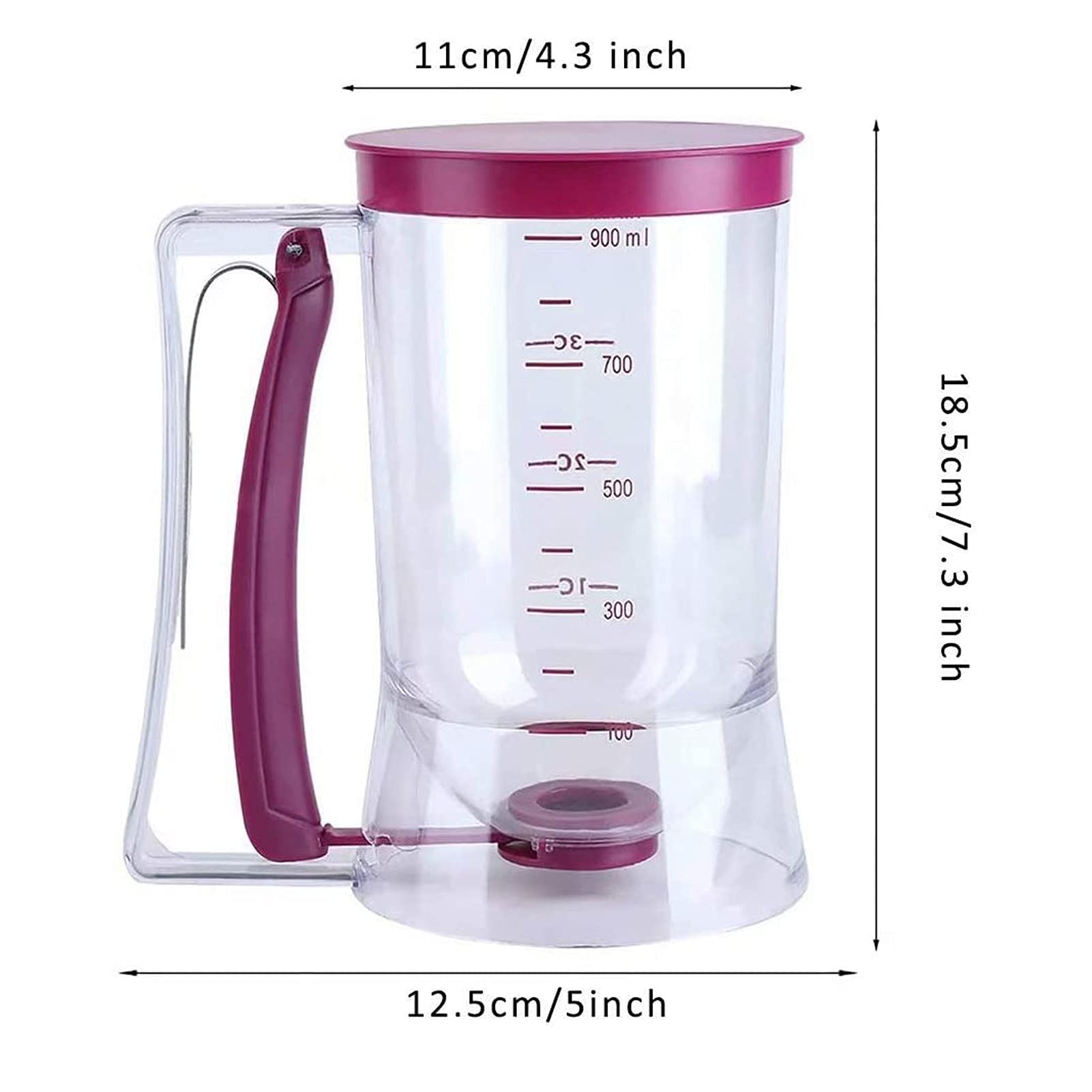 Pancake Cupcake Batter Dispenser Tool 900mL Manual Mixer Bottle with Measuring Label Squeeze Handle and Silicone Brush for Baking - View 2 of 6