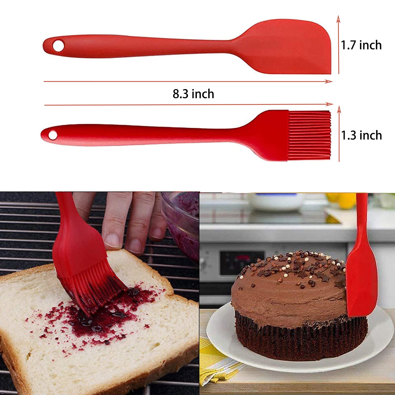 Pancake Cupcake Batter Dispenser Tool 900mL Manual Mixer Bottle with Measuring Label Squeeze Handle and Silicone Brush for Baking - View 3 of 6