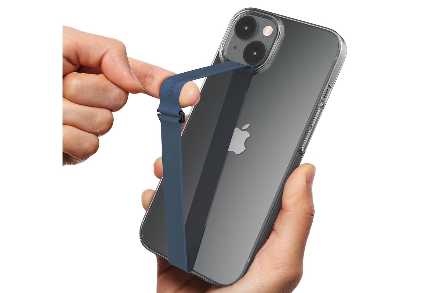 Sinjimoru C-Shaped Clip Finger Phone Grip - Silicone Loop Holder for iPhone & Samsung Cases - Navy 210