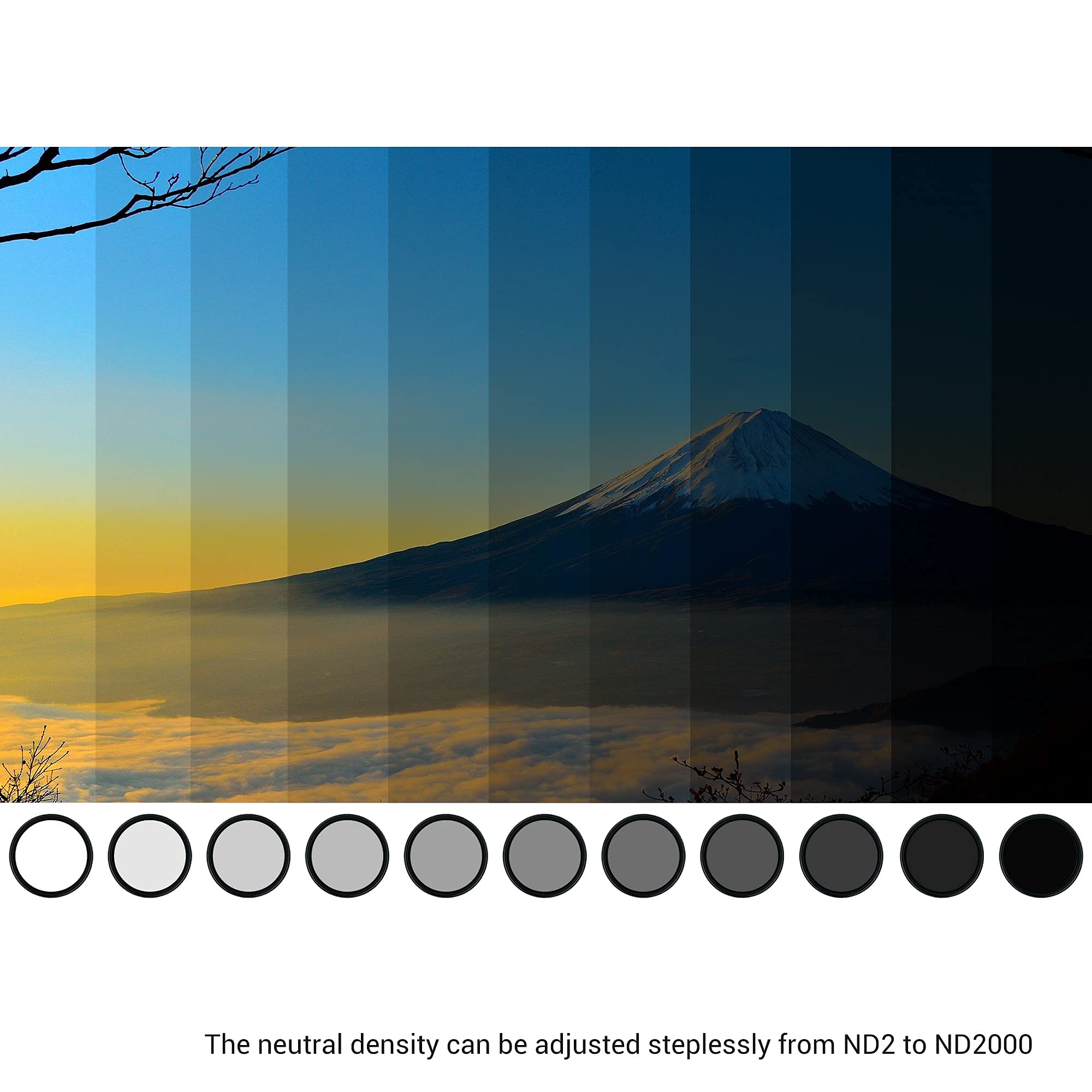 PROfezzion 52mm Variable ND Filter ND2-ND2000 for Canon Sigma Fujifilm Lenses with 52mm Filter Thread - View 4 of 9