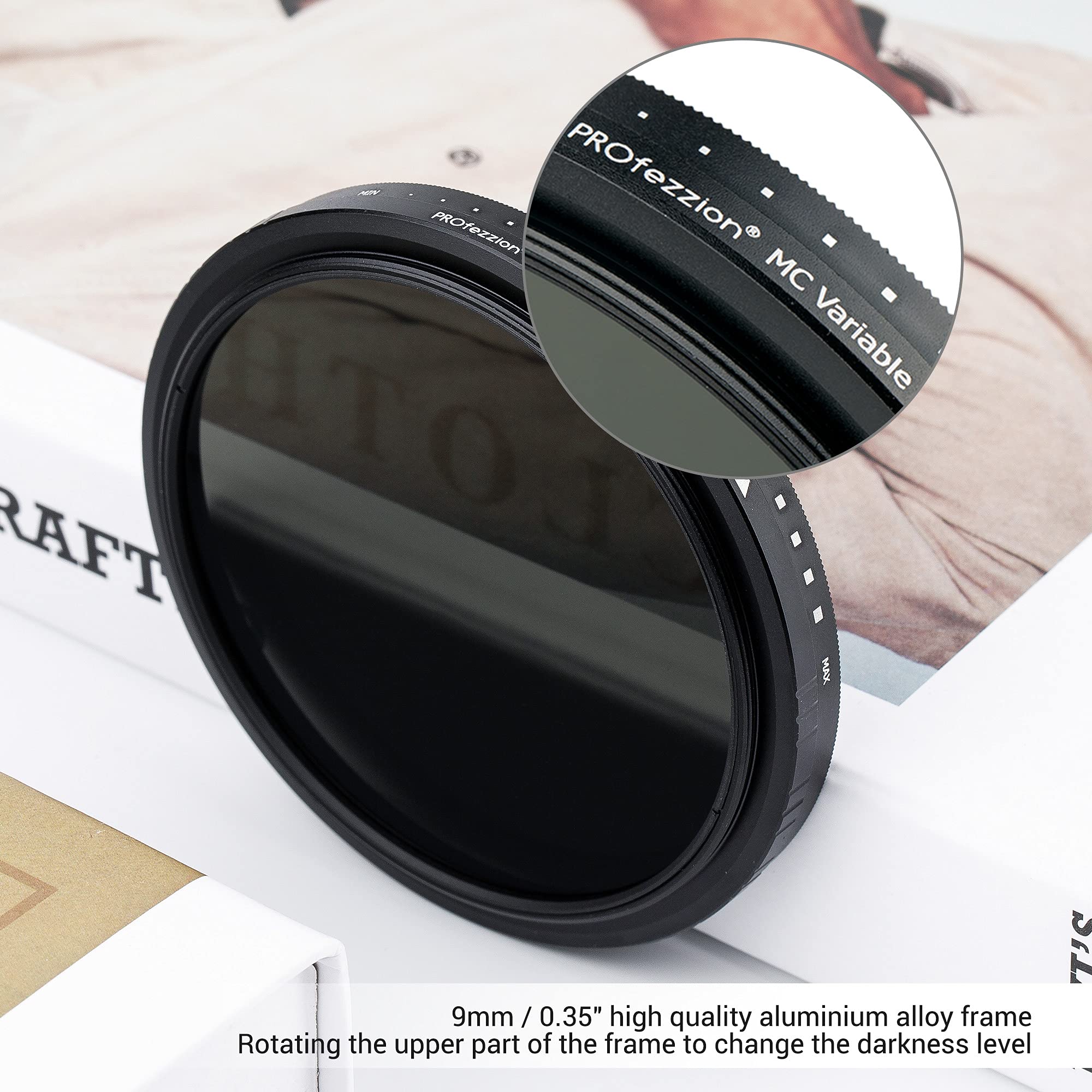 PROfezzion 52mm Variable ND Filter ND2-ND2000 for Canon Sigma Fujifilm Lenses with 52mm Filter Thread - View 9 of 9