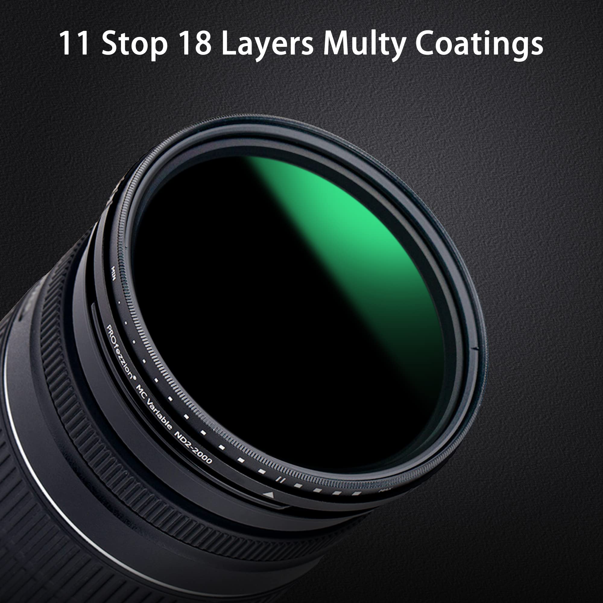 PROfezzion 82mm Variable ND Filter ND2-ND2000 for Canon and Nikon Lenses Enhance Your Photography with Versatile Light Control - View 3 of 9