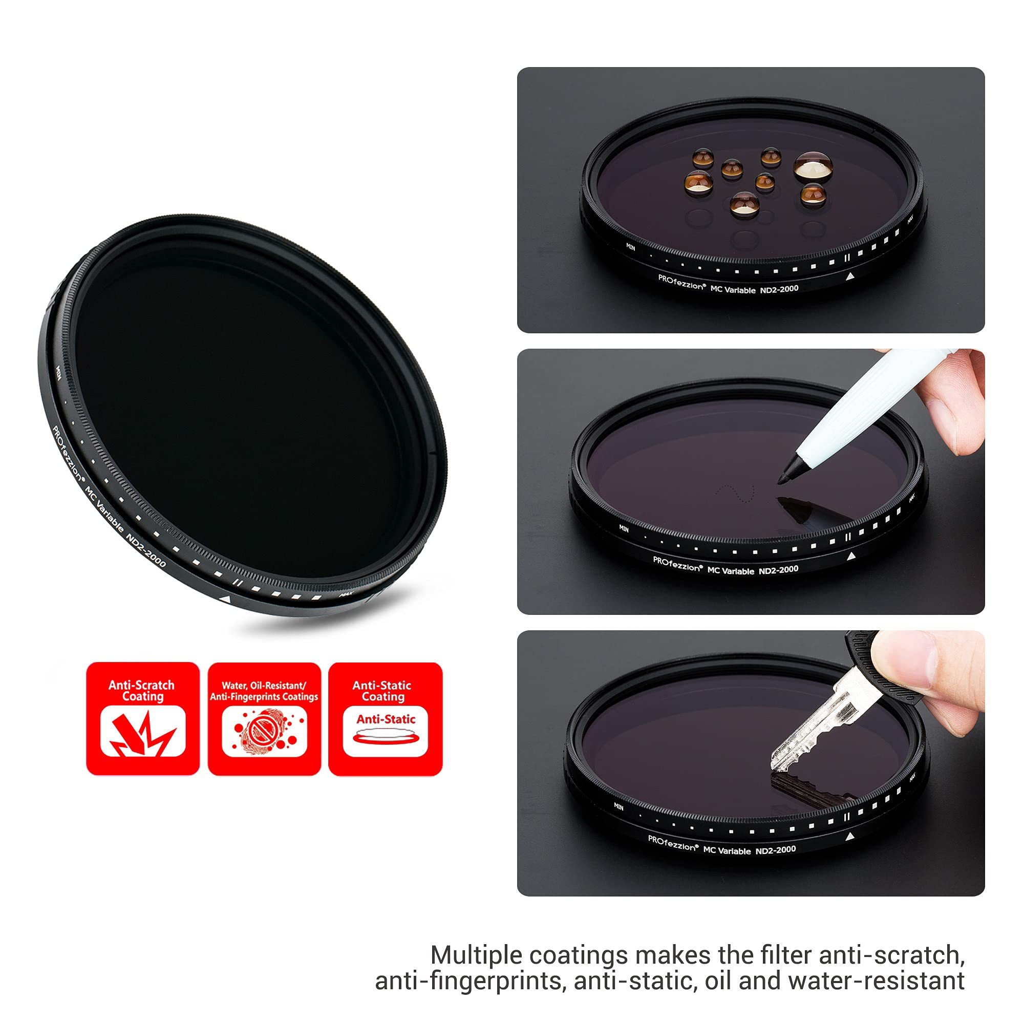 PROfezzion 82mm Variable ND Filter ND2-ND2000 for Canon and Nikon Lenses Enhance Your Photography with Versatile Light Control - View 4 of 9