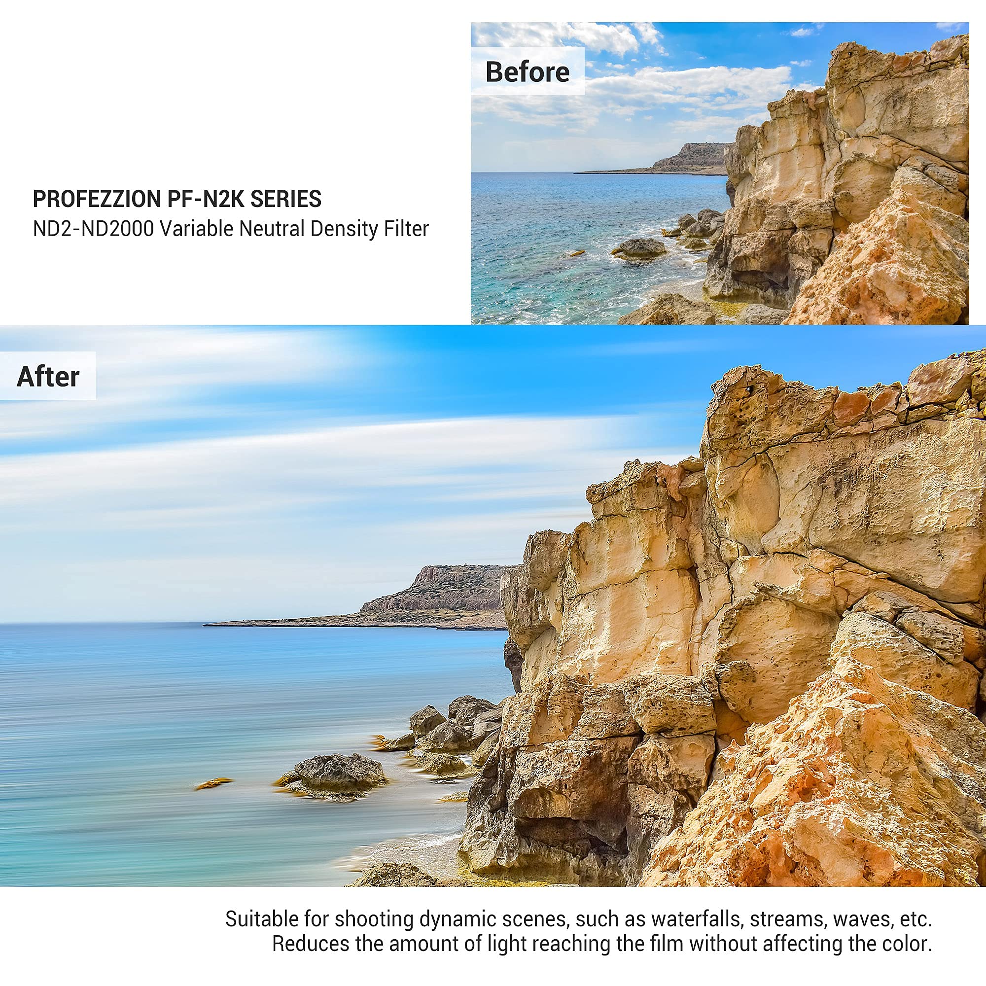 PROfezzion 82mm Variable ND Filter ND2-ND2000 for Canon and Nikon Lenses Enhance Your Photography with Versatile Light Control - View 5 of 9