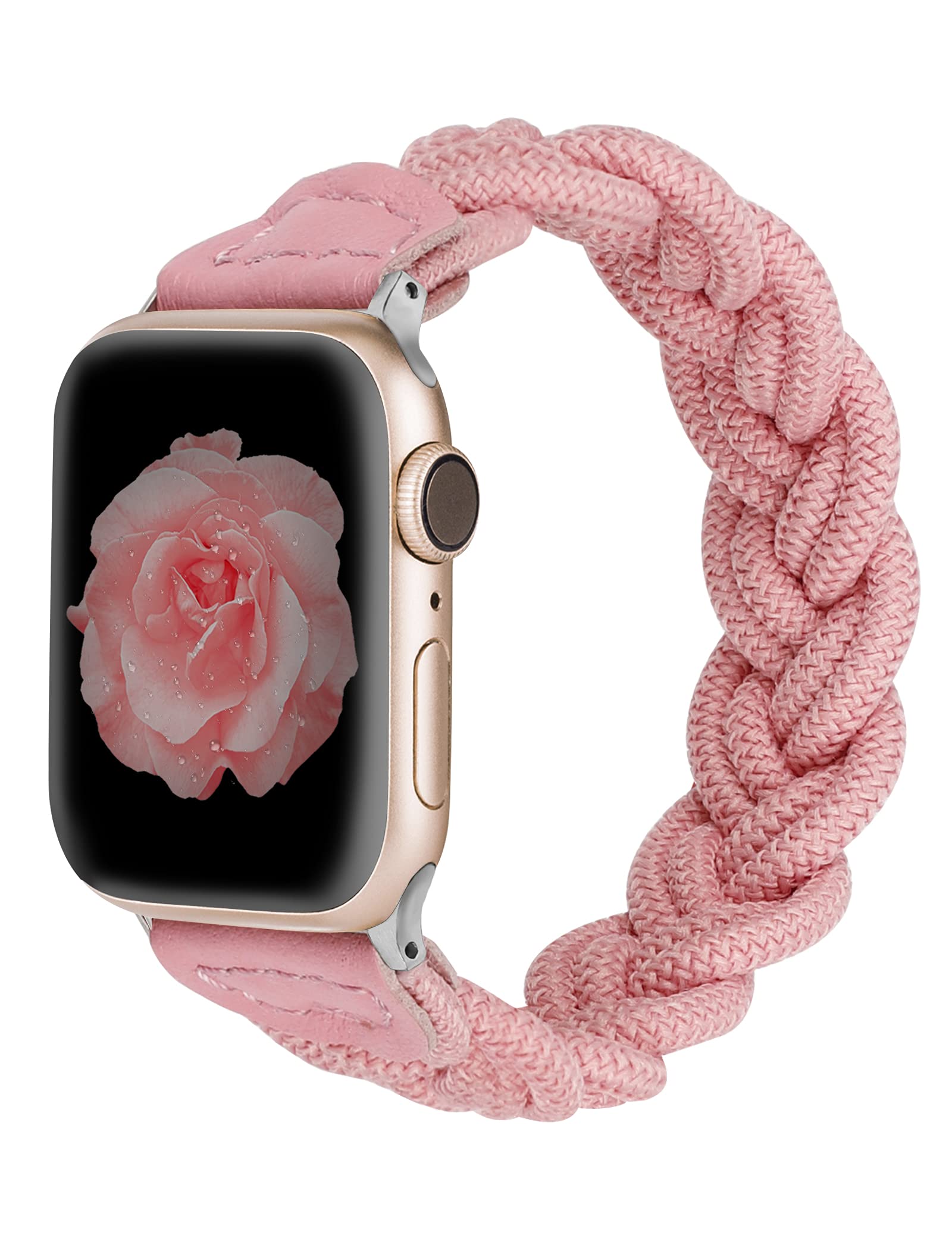 Wearlizer Stretchy Braided Band for Apple Watch Women Slim Elastic Solo Loop Strap Compatible with Series 1 to 10 38mm to 49mm
